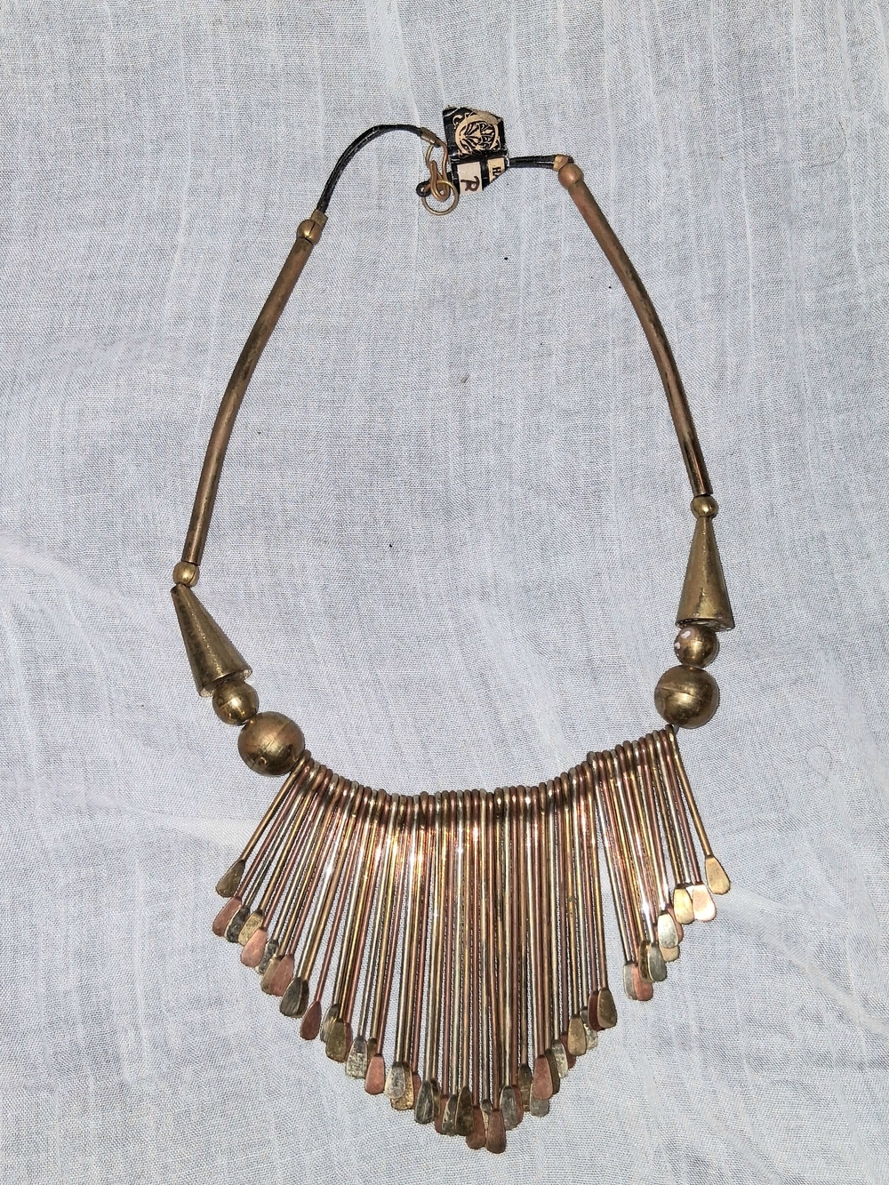 Gold-Tone Brass Fringe Statement Necklace